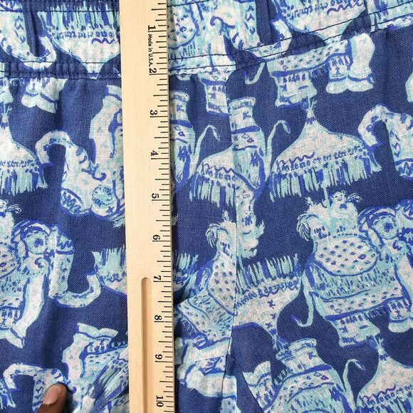 Lilly Pulitzer Women's Blue Elephant Print linen bootcut Pants Size S - Picture 13 of 16